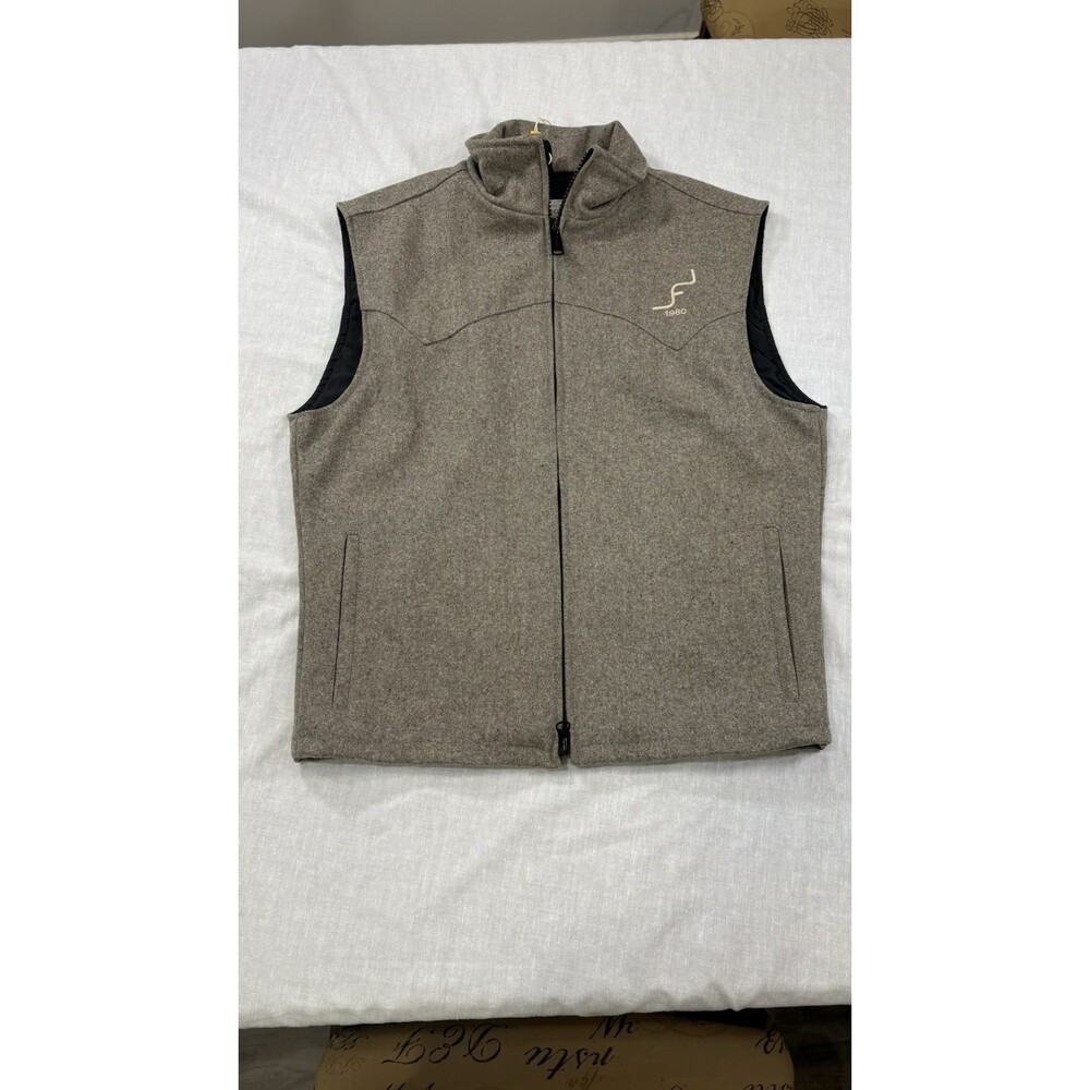 Schaefer Outfitter Arena Vest Men's Small Brown  Wool Yoke Zip Lined Ft Worth